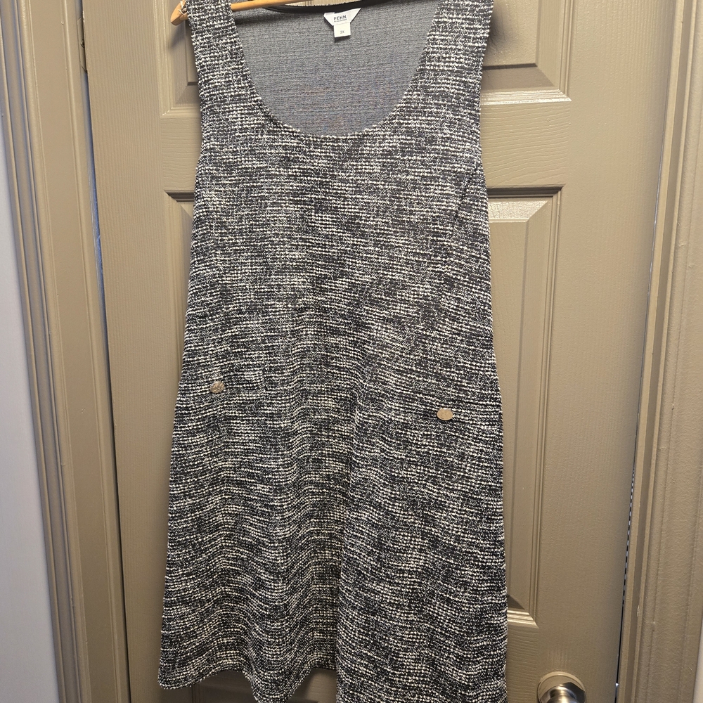 Penningtons Black and White Textured Scoop Neck Shift Dress